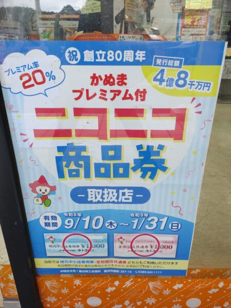 かぬまプレミアム付ニコニコ商品券（写真1）